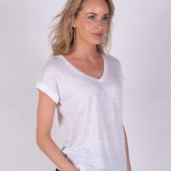 Top/T-shirt Athene Offwhite Linnen - The Clothed Premium Basics