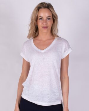 Top/T-shirt Athene Offwhite Linnen - The Clothed Premium Basics