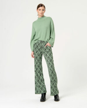 Broek Rechte Pijp Print Black/Green - Surkana