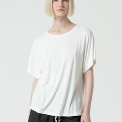 T-shirt V-hals losvallend model Boothals White - Surkana