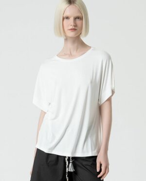 T-shirt V-hals losvallend model Boothals White - Surkana