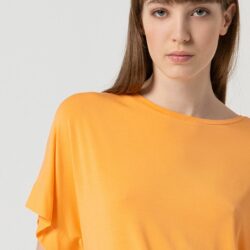 T-shirt V-hals losvallend model Boothals Tangerine - Surkana