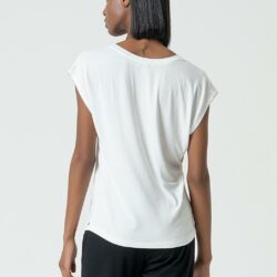 T-shirt V-hals losvallend model White - Surkana