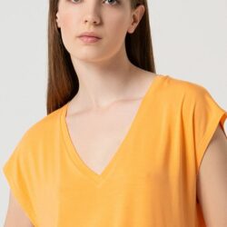 T-shirt V-hals losvallend model Tangerine - Surkana