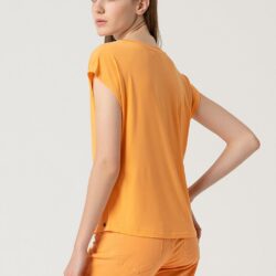 T-shirt V-hals losvallend model Tangerine - Surkana