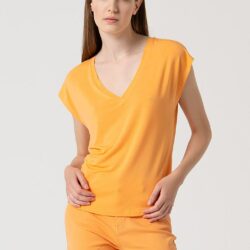 T-shirt V-hals losvallend model Tangerine - Surkana