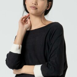 Sweater Boatneck Batwing Sleeves Black - Surkana