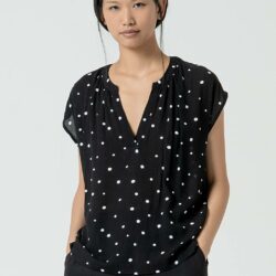 Blouse V-hals met stippen Black - Surkana