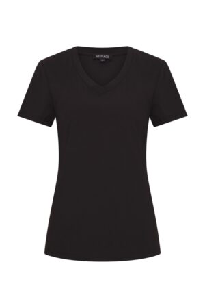 T-shirt V-hals Black Travelstof - Mi Piace