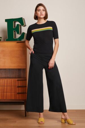 Border Palazzo Cropped Pants Milano Black - King Louie