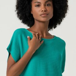 Sweater losvallend model Boothals Emerald - Surkana