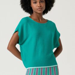 Sweater losvallend model Boothals Emerald - Surkana