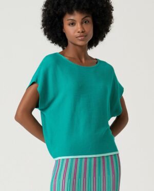 Sweater losvallend model Boothals Emerald - Surkana