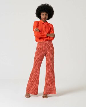 Broek Flare Rood Geprint - Surkana