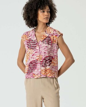 Blouse V-hals Print Multi - Surkana