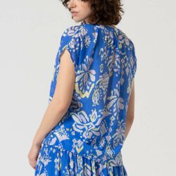 Blouse V-hals Bloemenprint Blauw - Surkana