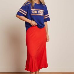 Top Boxy Tee Placement Print Bluing - King Louie