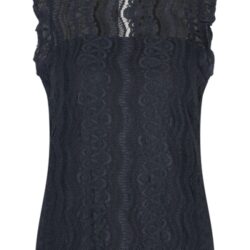 Top Mouwloos Kant Dark Blue Travelstof - Mi Piace