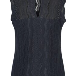 Top Mouwloos Kant Dark Blue Travelstof - Mi Piace - Afbeelding 3