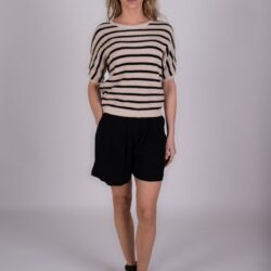 Top Bombay Stripe Sand Black Katoen - The Clothed Premium Basics