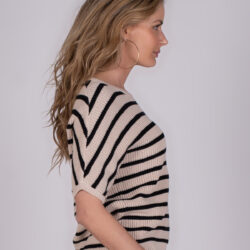 Top Bombay Stripe Sand Black Katoen - The Clothed Premium Basics