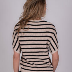 Top Bombay Stripe Sand Black Katoen - The Clothed Premium Basics