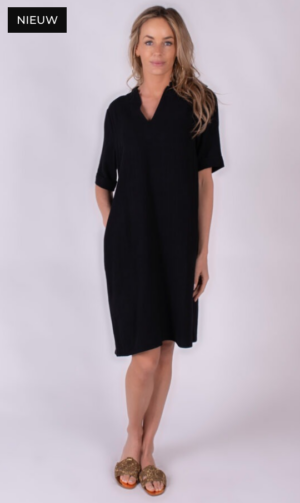 Jurk Jaipur Linnen/Viscose - Black - The Clothed Premium Basics